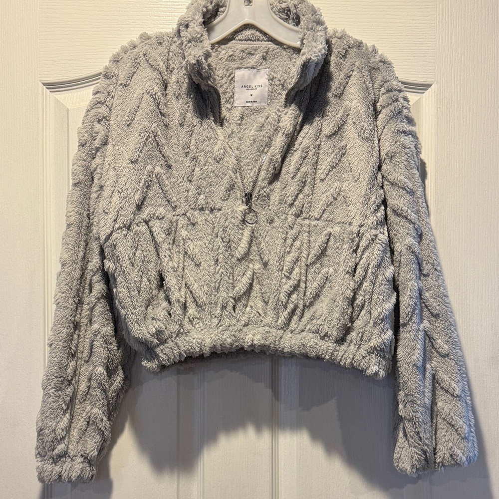 Angel Kiss Light Gray Teddy Jacket